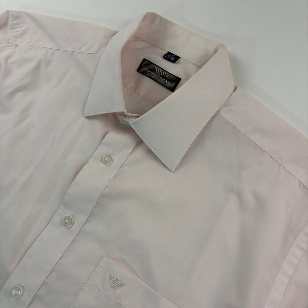VTG Giorgio Armani Le Collezioni Dress Shirt Mens 17 Pink Cotton Long Sleeve